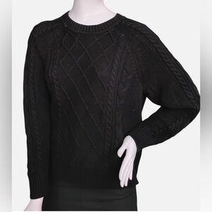 GAP Black Cable Knit Crew Neck Sweater